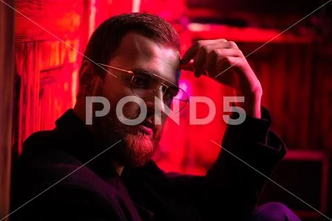 A close up portrait of a stylish man wearing glasses. Beauty and style for me Stock Photos