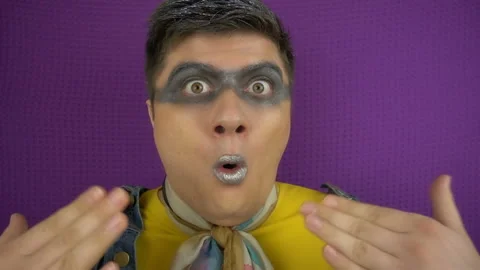 Close up portrait of surprised stylish man in slow motion. Stock Footage 100550117