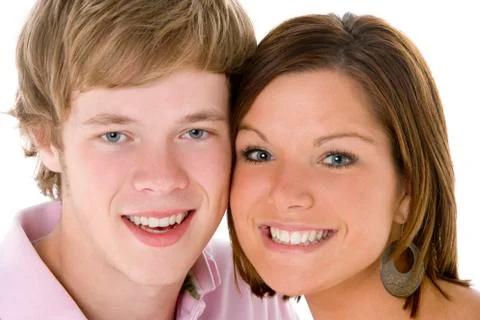 Close-up portrait of teenage couple, Stock Photos