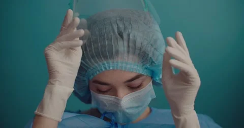 Close portrait of a tired nurs Stock Footage 148446350