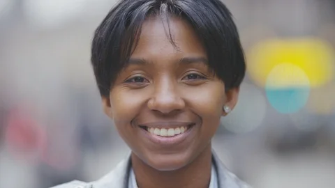 Close portrait of transgender man smiling to camera Stock Footage 101093386