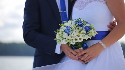 Close up portrait view of beautiful couple standing on boat Stock Footage
