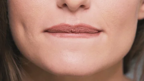 Close up portrait of woman's lips Stock Footage 91188296