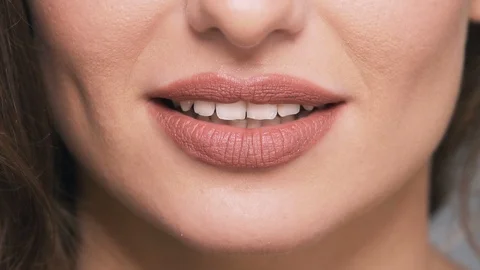 Close up portrait of woman's lips Stock Footage 91188363