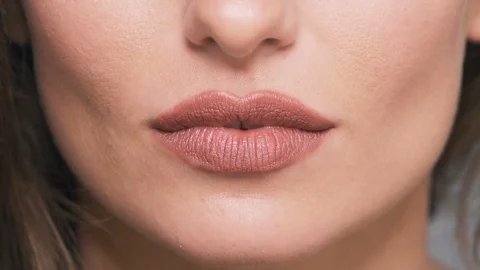 Close up portrait of woman's lips Stock Footage 91188373