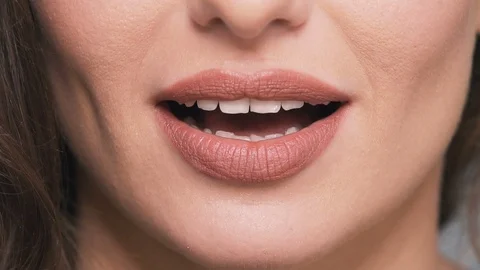 Close up portrait of woman's lips Stock Footage 91188437