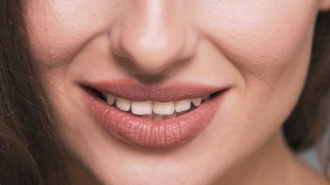 Close up portrait of woman's lips Video stock 91188524
