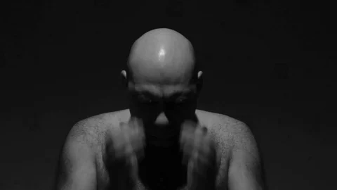 Close up portrait of worrying bald man. Stock Footage 72467946