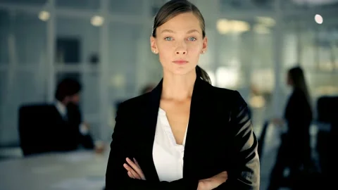 Close up portrait of young attractive middle eastern businesswoman looking at Stock Footage 143012279