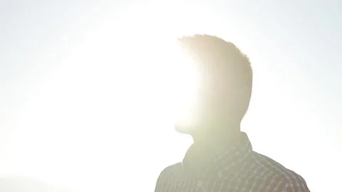 Close-up portrait of young handsome standing outdoors. Concept of people Stock Footage 194453561