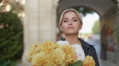 Close up portrait of a young pretty smiling cute woman Stock-Footage 234104258