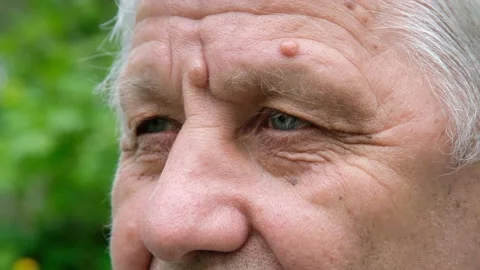 Close up of positive senior man face and eyes Stock Footage 131756153
