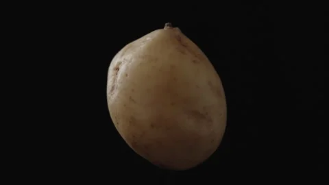 Close-up, potato tuber rotating on its axis on black background Stock Footage 278281268