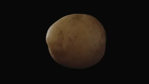 Close-up, potato tuber rotating on its axis on black background Stock Footage 302084785