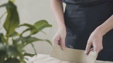 Close-up of potter makes a mug of clay. The process of creating pottery Stock Footage 73182356