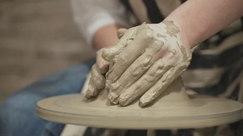 Close-up of potters hands Stock Footage 105133869