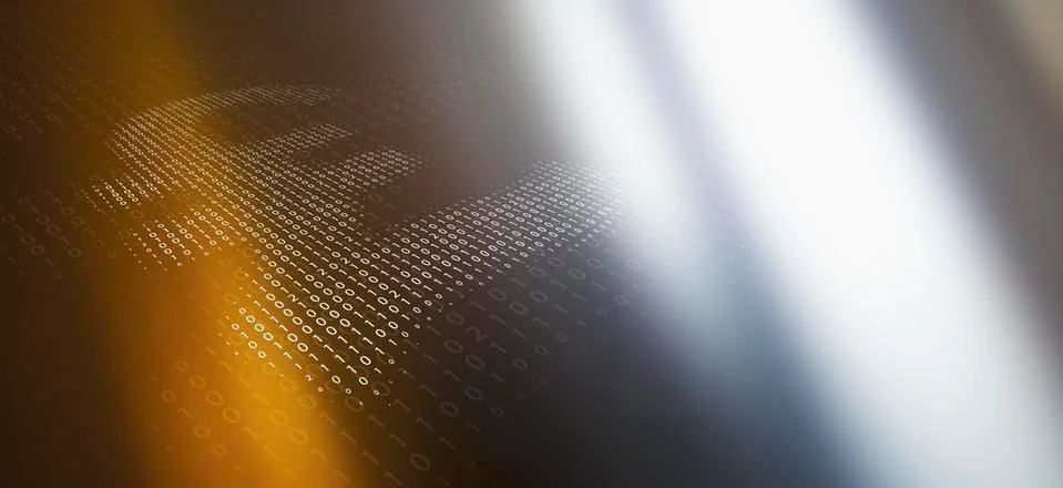 Close-up of pound symbol made of binary code over colored background Illustrazione stock