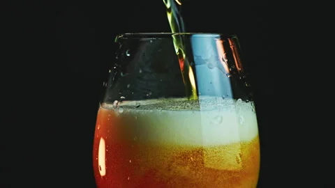 Close up of pouring lager beer. Stock Footage 288720849