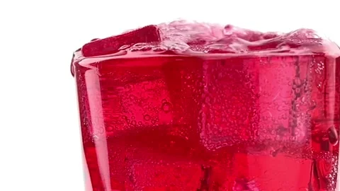 Close up pouring soft Drinks, red soda Isolated on White clipping path Stock Footage 204113348