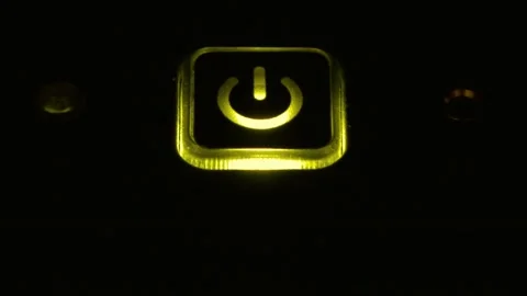 Close up power button detail blinking on an electronic device in motion Stock-Footage 341801567
