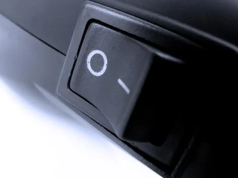 Close up of a power button in off mode Stock Photos