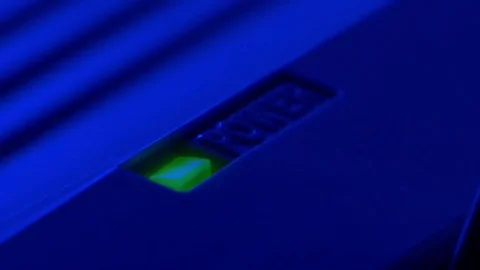 Close up of of power led on an old computer Stock-Footage 78140257