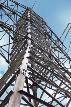 Close-up power pylon Foto stock