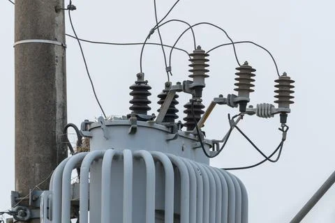Close up on a power transformer Stock Photos