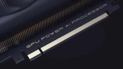 Close-up of a powered-on GPU dedicated to artificial intelligence training. Vídeos de archivo 336339867