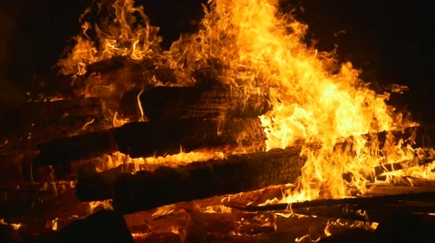 Close-up of a powerful fire Stock-Footage 66583508