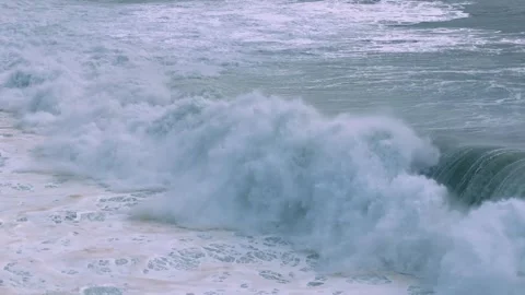 Close-Up of a Powerful Ocean Wave Crashing Stock Footage 297468448