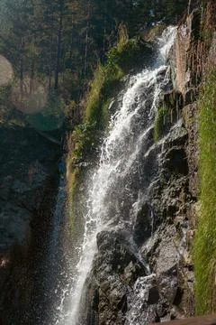 Close-up of a powerful waterfall in the wild in high quality. Stock Photos