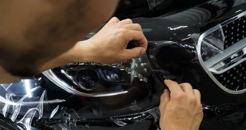 Close up to PPF installation process on ... | Stock Video | Pond5