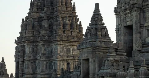 Close-up of the Prambanan ancient Hindu temples, Indonesia Stock Footage 161405868
