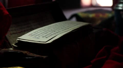 Close-up of a prayer book in monastery Stock Footage 62924008