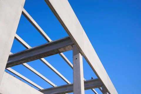 Close-up of a precast concrete structure during the construction of a shopp.. Stock Photos