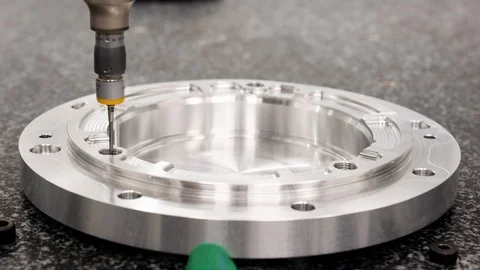 Close Up Of Precision Measuring Machine Checking Component In Engineering Plant 库存影片 95508994