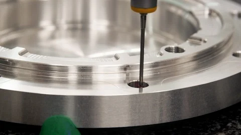 Close Up Of Precision Measuring Machine Checking Component In Engineering Plant 库存影片 95509014