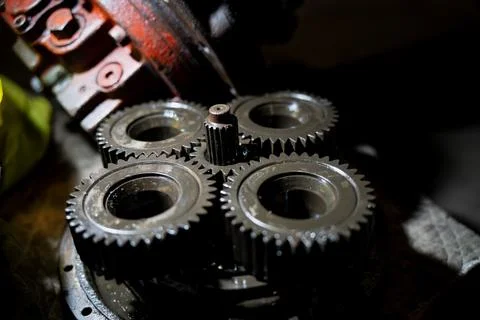 Close-up of precision planetary gear assembly Stock Photos