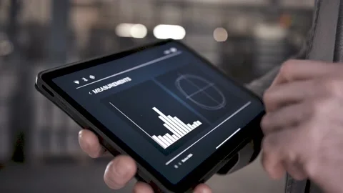 Close up predictive maintenance app in industrial hall Stock Footage 149296819