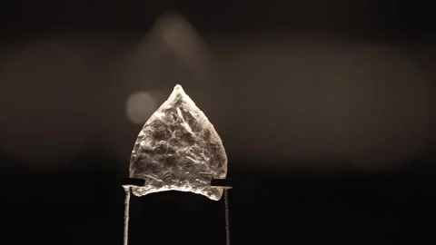 Close-up of Prehistoric Lithic Projectile Point, Serra da Capivara Stock Footage 321904663