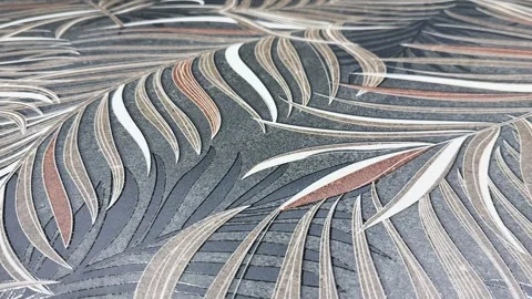 Close-up of premium ceramic tile with tropical palm leaf carving texture Stock Footage 331120144
