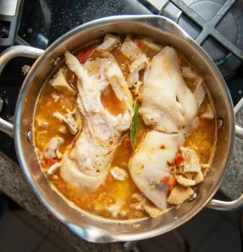Close up of preparation of tripes a la mode de Caen Stock Photos