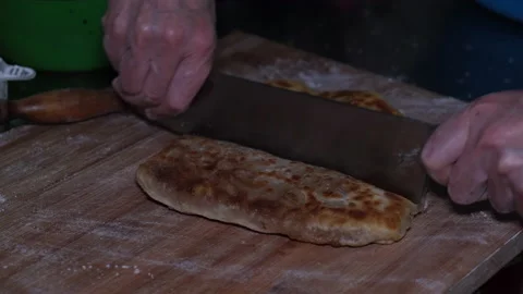 Close up of preparing Chinese meat pie in kitchen Stock Footage 130858827