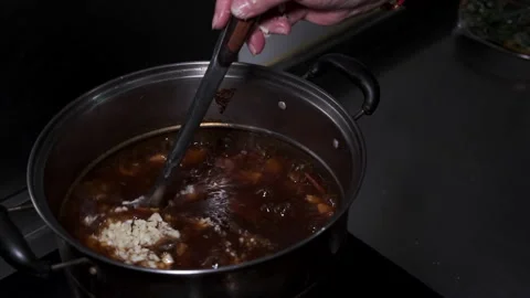 Close up of preparing Chinese stewed liver and chitterlings Stock Footage 130927410