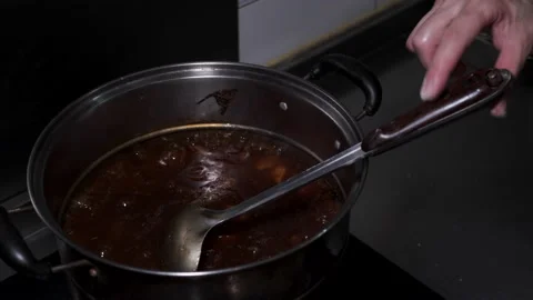 Close up of preparing Chinese stewed liver and chitterlings Stock Footage 130927484