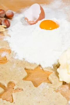 Close up of preparing gingerbread cookies Stock Photos