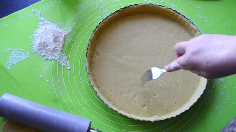 Close Up Preparing Shortcrust Pastry for Homemade Tart Baking Stock Footage 340826328
