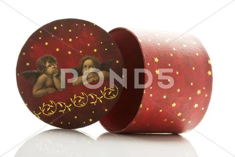 Close up of present box on white background Stock Photos