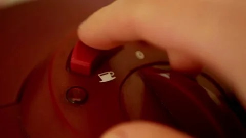 Close up press button on coffee machine. Stock Footage 155211292